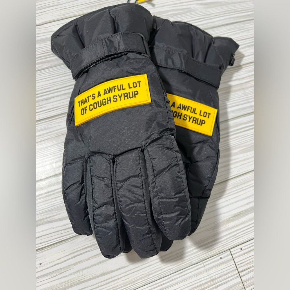 That’s a awful lot of cough syrup‎ puff snow gloves Black Yellow Patch one size